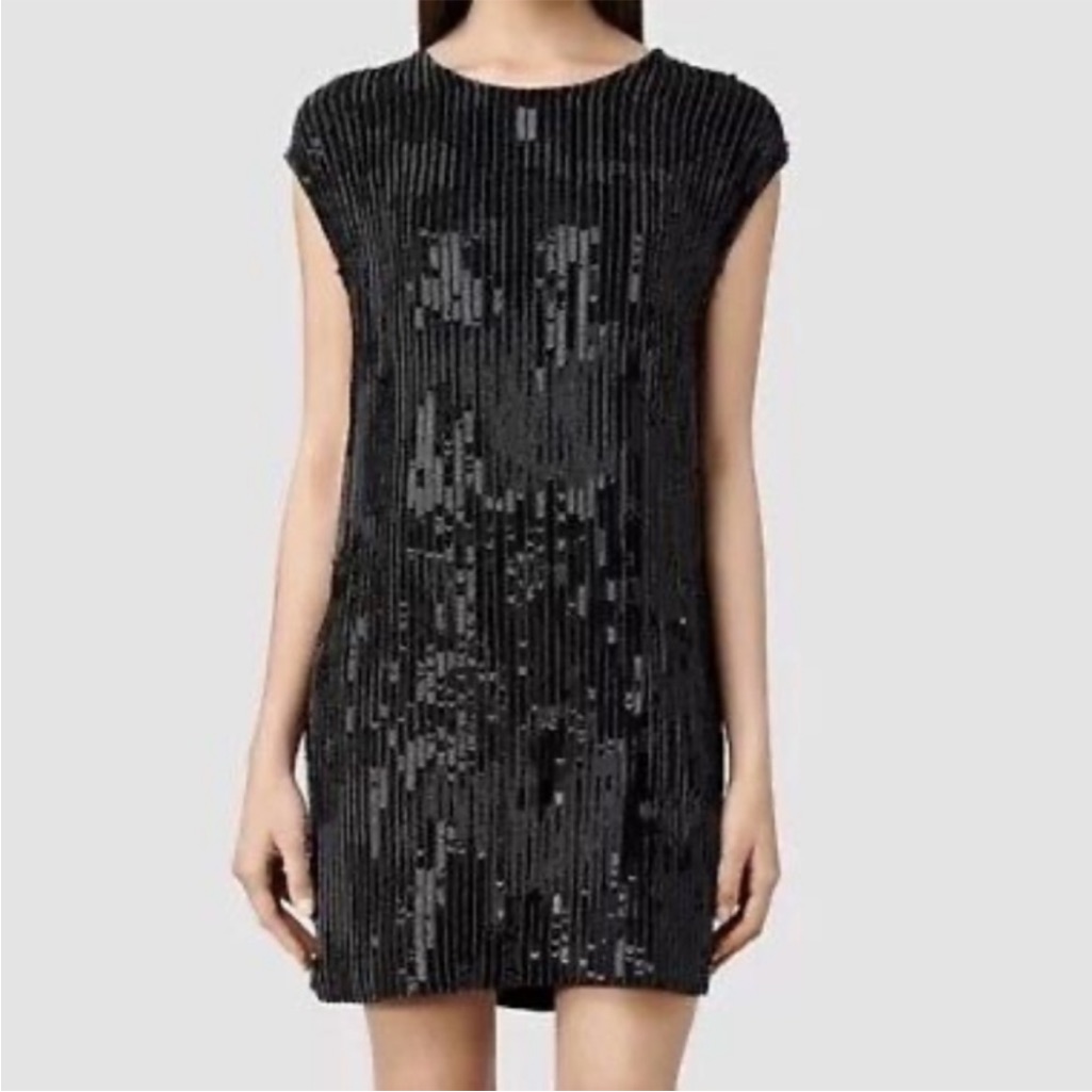 Allsaints Sequined Mabli Mini Dress Hand Embellished Size 0